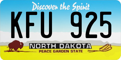 ND license plate KFU925