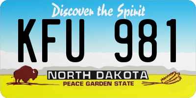 ND license plate KFU981