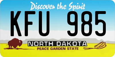 ND license plate KFU985