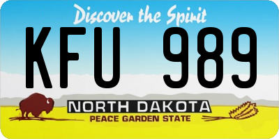 ND license plate KFU989