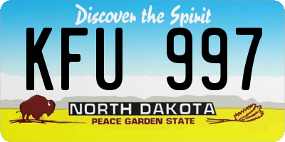 ND license plate KFU997