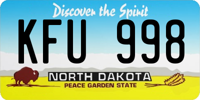 ND license plate KFU998
