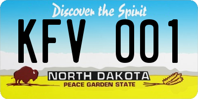 ND license plate KFV001