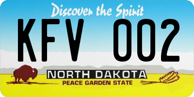 ND license plate KFV002