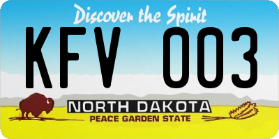 ND license plate KFV003