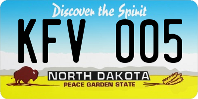 ND license plate KFV005