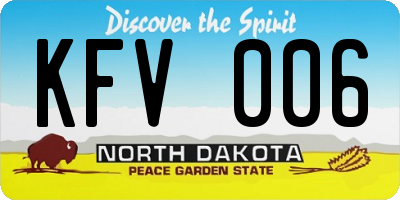 ND license plate KFV006