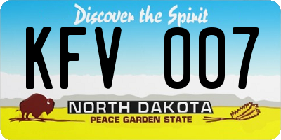ND license plate KFV007