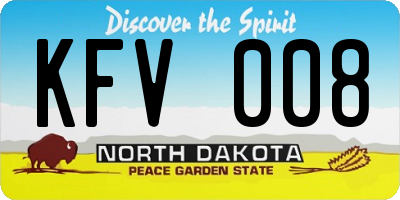 ND license plate KFV008
