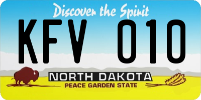 ND license plate KFV010