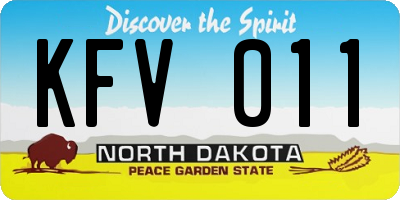 ND license plate KFV011