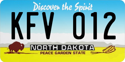 ND license plate KFV012