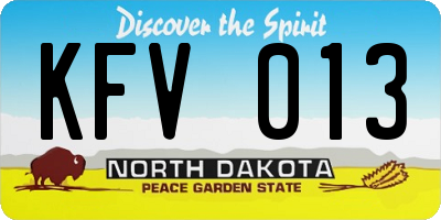 ND license plate KFV013