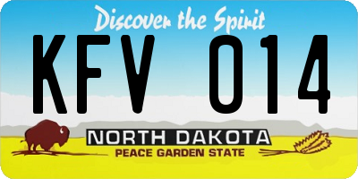 ND license plate KFV014