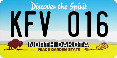 ND license plate KFV016
