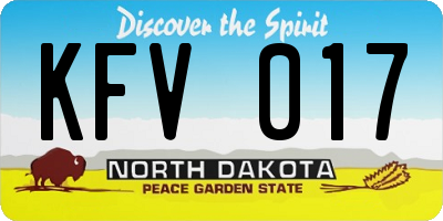ND license plate KFV017
