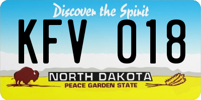 ND license plate KFV018