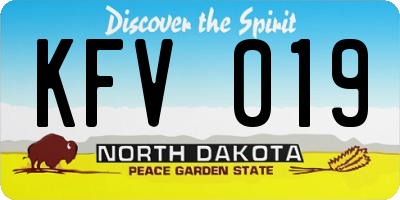 ND license plate KFV019