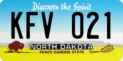 ND license plate KFV021