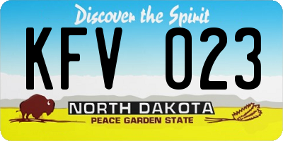 ND license plate KFV023