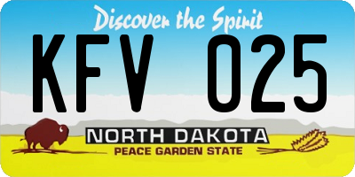 ND license plate KFV025