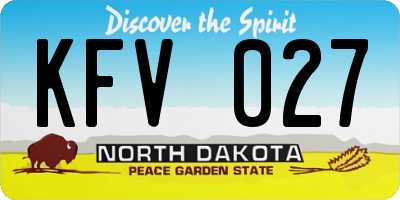 ND license plate KFV027