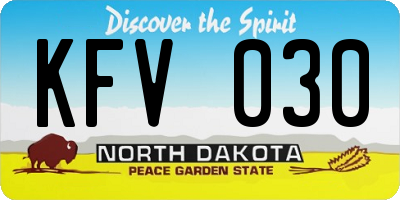 ND license plate KFV030