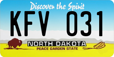 ND license plate KFV031