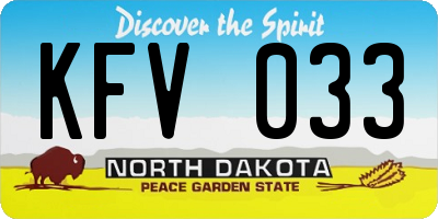 ND license plate KFV033