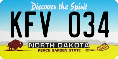 ND license plate KFV034