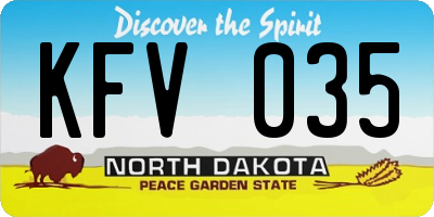 ND license plate KFV035