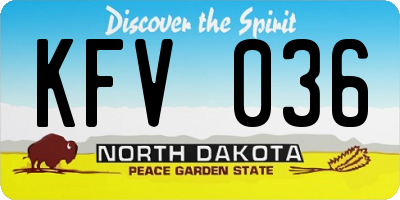 ND license plate KFV036