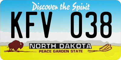 ND license plate KFV038
