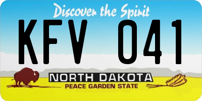 ND license plate KFV041