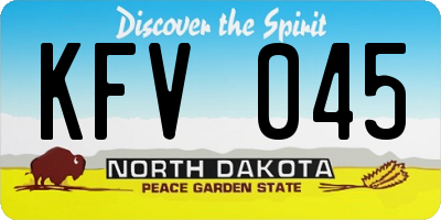 ND license plate KFV045