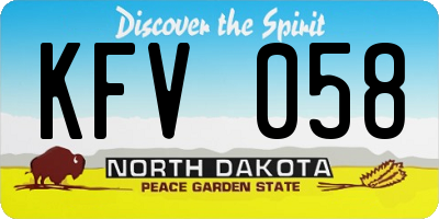 ND license plate KFV058