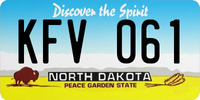 ND license plate KFV061