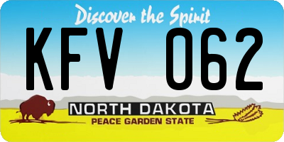 ND license plate KFV062