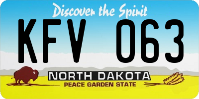 ND license plate KFV063