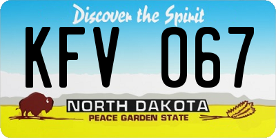 ND license plate KFV067