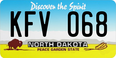 ND license plate KFV068