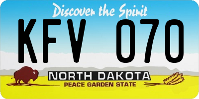 ND license plate KFV070