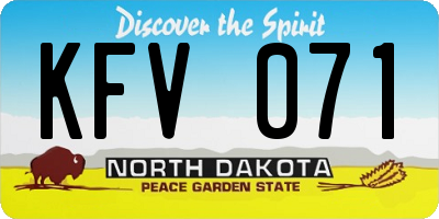 ND license plate KFV071