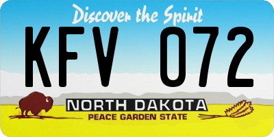 ND license plate KFV072