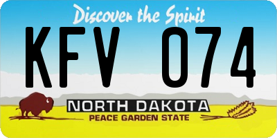 ND license plate KFV074