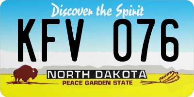 ND license plate KFV076