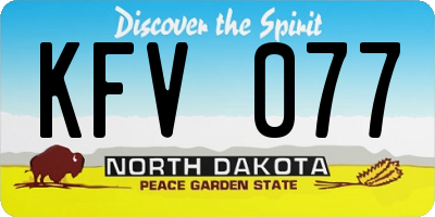 ND license plate KFV077