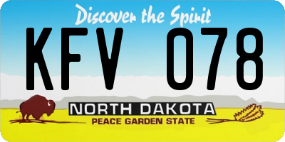 ND license plate KFV078