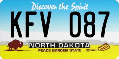 ND license plate KFV087