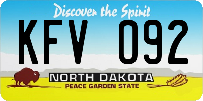 ND license plate KFV092